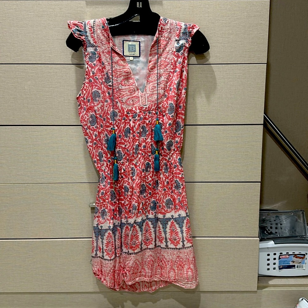 Bell ruffle sleeve tunic dress